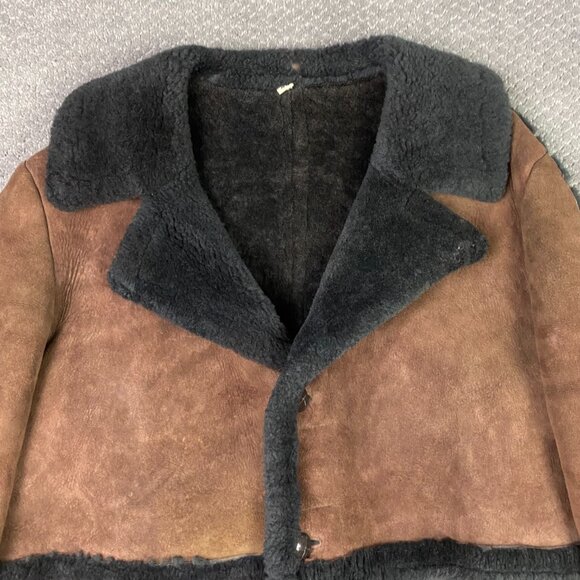 Vintage Sheepskin Jacket Coat Men's 46 Brown Shearling Marlboro Man XL - Picture 2 of 14